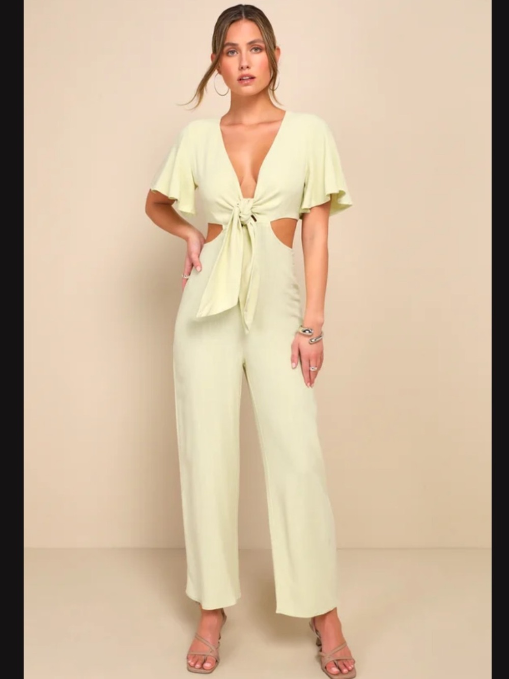 Summer Journey Light Green Tie-Front Cutout
Jumpsuit